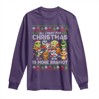 Italian Brainrot Christmas Meme Long Sleeve Shirt All I Want For Xmas Is More Brainot - Wonder Print Shop