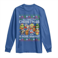 Italian Brainrot Christmas Meme Long Sleeve Shirt All I Want For Xmas Is More Brainot - Wonder Print Shop