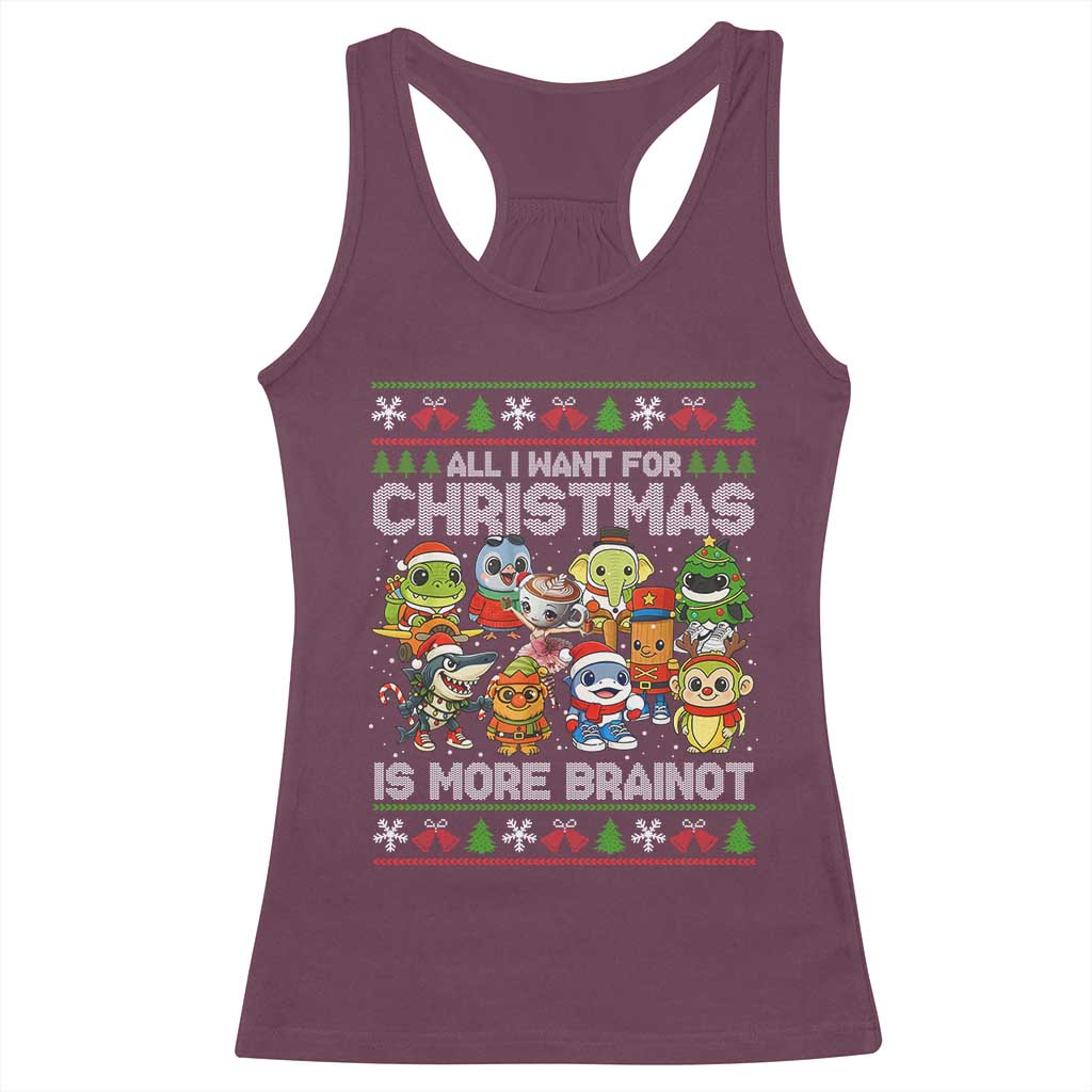 Italian Brainrot Christmas Meme Racerback Tank Top All I Want For Xmas Is More Brainot - Wonder Print Shop
