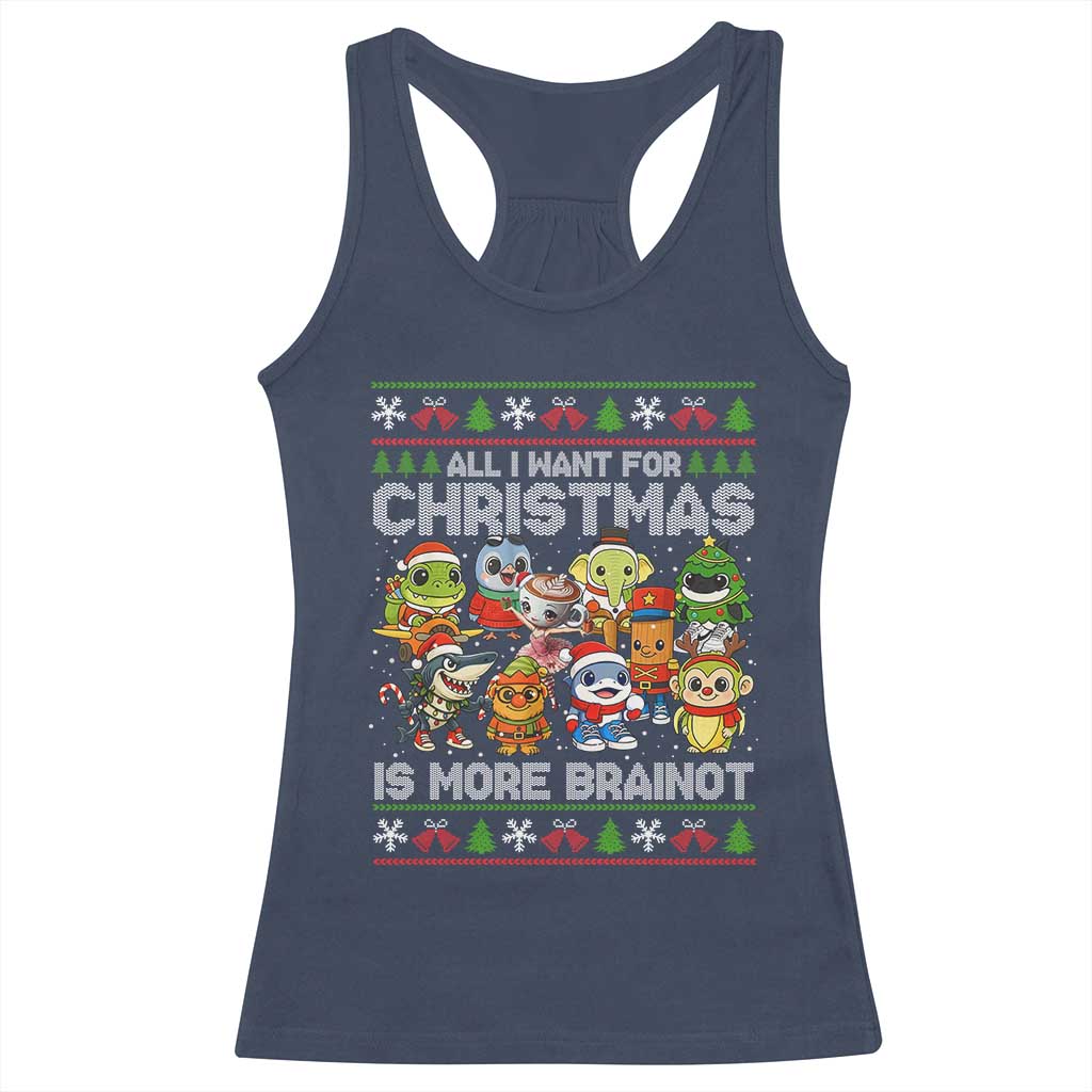 Italian Brainrot Christmas Meme Racerback Tank Top All I Want For Xmas Is More Brainot - Wonder Print Shop
