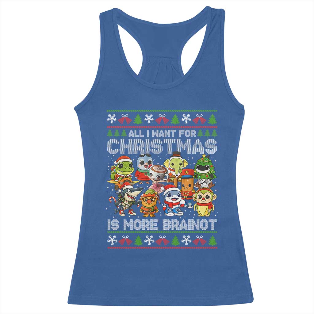 Italian Brainrot Christmas Meme Racerback Tank Top All I Want For Xmas Is More Brainot - Wonder Print Shop