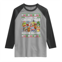 Italian Brainrot Christmas Meme Raglan Shirt All I Want For Xmas Is More Brainot - Wonder Print Shop