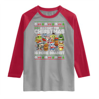 Italian Brainrot Christmas Meme Raglan Shirt All I Want For Xmas Is More Brainot - Wonder Print Shop