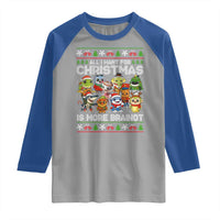 Italian Brainrot Christmas Meme Raglan Shirt All I Want For Xmas Is More Brainot - Wonder Print Shop