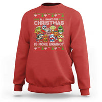Italian Brainrot Christmas Meme Sweatshirt All I Want For Xmas Is More Brainot - Wonder Print Shop