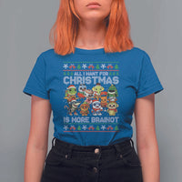 Italian Brainrot Christmas Meme T Shirt For Women All I Want For Xmas Is More Brainot - Wonder Print Shop