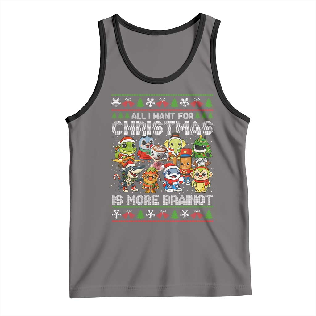 Italian Brainrot Christmas Meme Tank Top All I Want For Xmas Is More Brainot - Wonder Print Shop