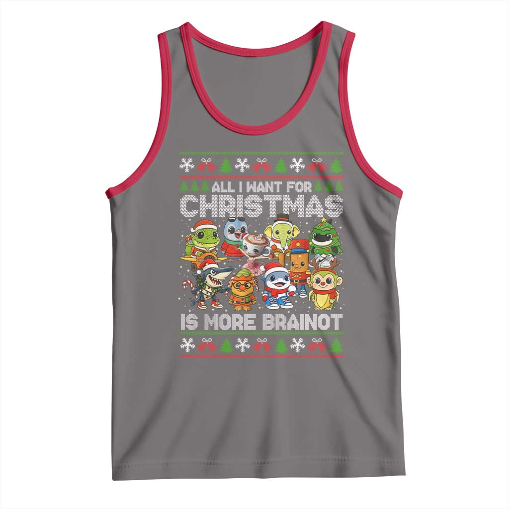 Italian Brainrot Christmas Meme Tank Top All I Want For Xmas Is More Brainot - Wonder Print Shop