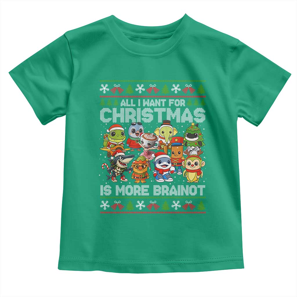 Italian Brainrot Christmas Meme Toddler T Shirt All I Want For Xmas Is More Brainot - Wonder Print Shop