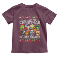 Italian Brainrot Christmas Meme Toddler T Shirt All I Want For Xmas Is More Brainot - Wonder Print Shop