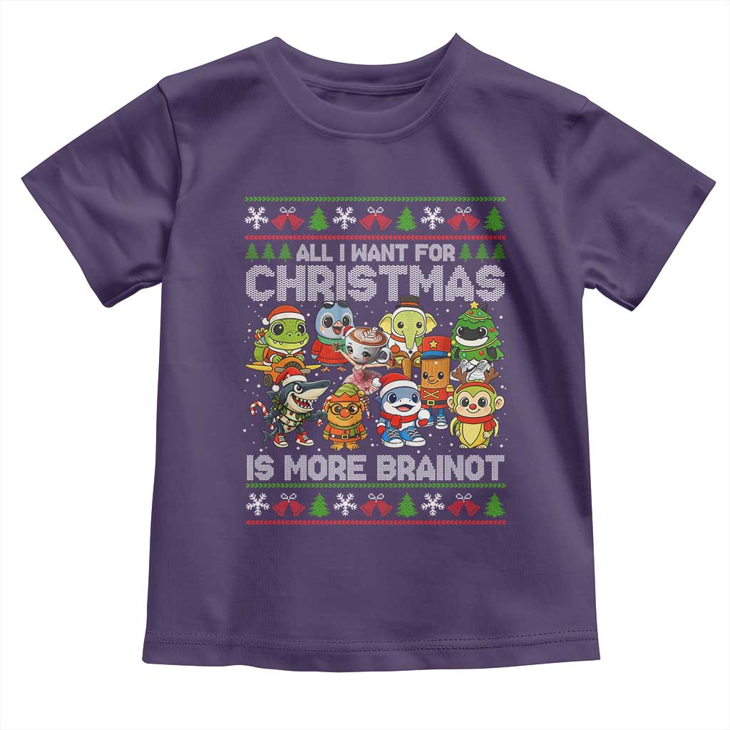 Italian Brainrot Christmas Meme Toddler T Shirt All I Want For Xmas Is More Brainot - Wonder Print Shop