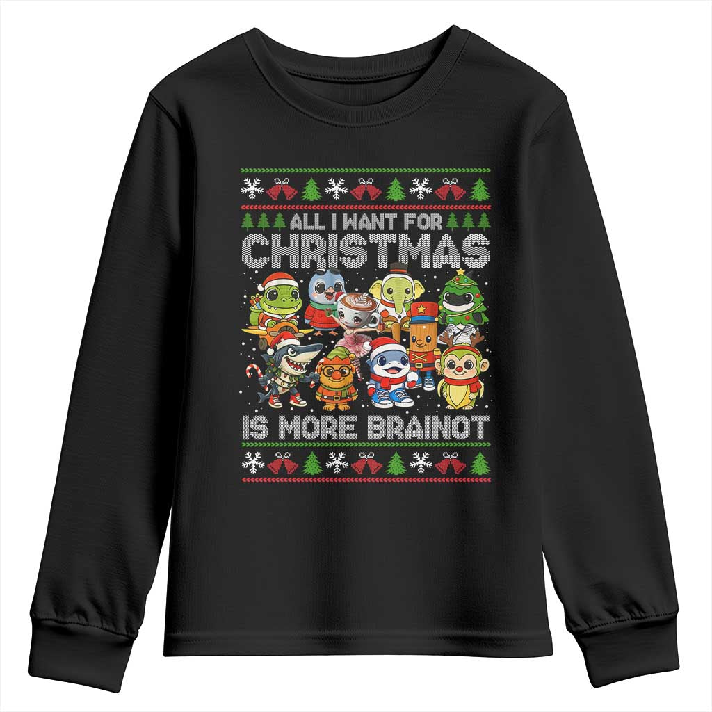 Italian Brainrot Christmas Meme Youth Sweatshirt All I Want For Xmas Is More Brainot - Wonder Print Shop