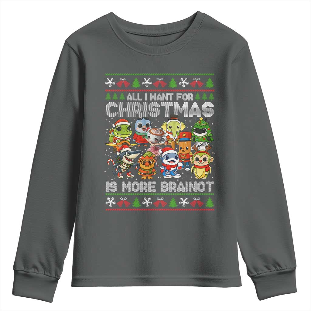 Italian Brainrot Christmas Meme Youth Sweatshirt All I Want For Xmas Is More Brainot - Wonder Print Shop