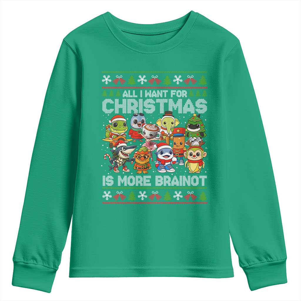Italian Brainrot Christmas Meme Youth Sweatshirt All I Want For Xmas Is More Brainot - Wonder Print Shop