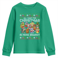 Italian Brainrot Christmas Meme Youth Sweatshirt All I Want For Xmas Is More Brainot - Wonder Print Shop