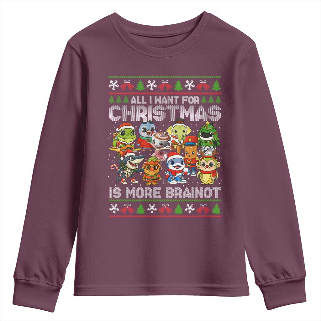 Italian Brainrot Christmas Meme Youth Sweatshirt All I Want For Xmas Is More Brainot - Wonder Print Shop