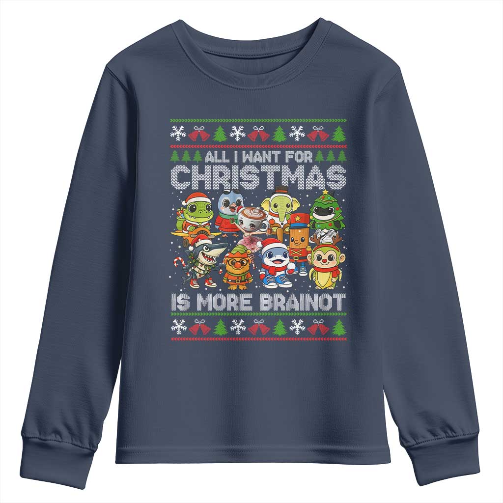 Italian Brainrot Christmas Meme Youth Sweatshirt All I Want For Xmas Is More Brainot - Wonder Print Shop