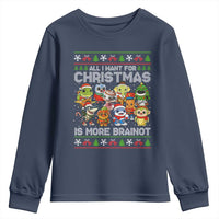 Italian Brainrot Christmas Meme Youth Sweatshirt All I Want For Xmas Is More Brainot - Wonder Print Shop