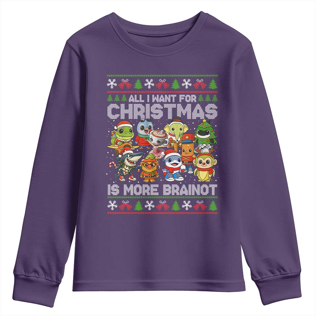Italian Brainrot Christmas Meme Youth Sweatshirt All I Want For Xmas Is More Brainot - Wonder Print Shop