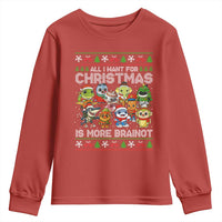 Italian Brainrot Christmas Meme Youth Sweatshirt All I Want For Xmas Is More Brainot - Wonder Print Shop