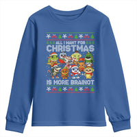 Italian Brainrot Christmas Meme Youth Sweatshirt All I Want For Xmas Is More Brainot - Wonder Print Shop