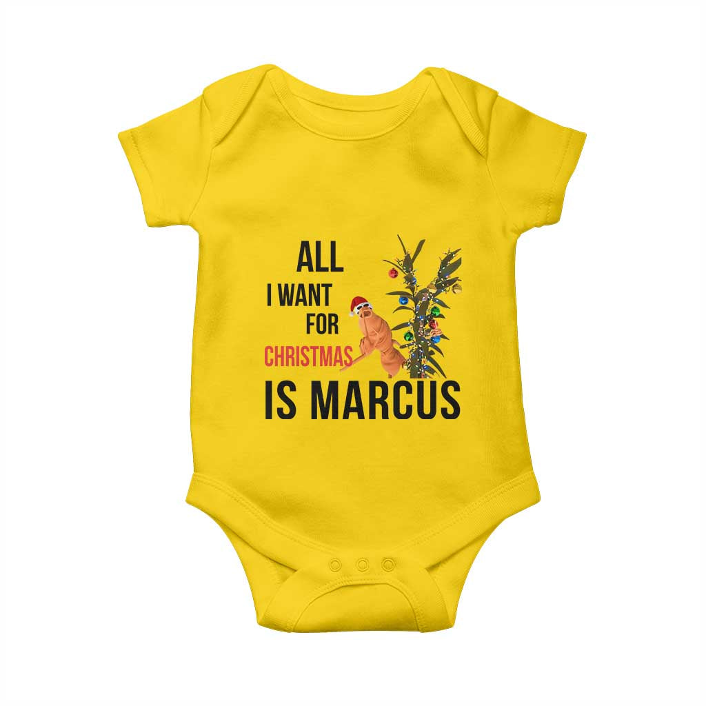 Marcus The Worm Robert Meme Baby Onesie All I Want For Christmas Is Marcus - Wonder Print Shop