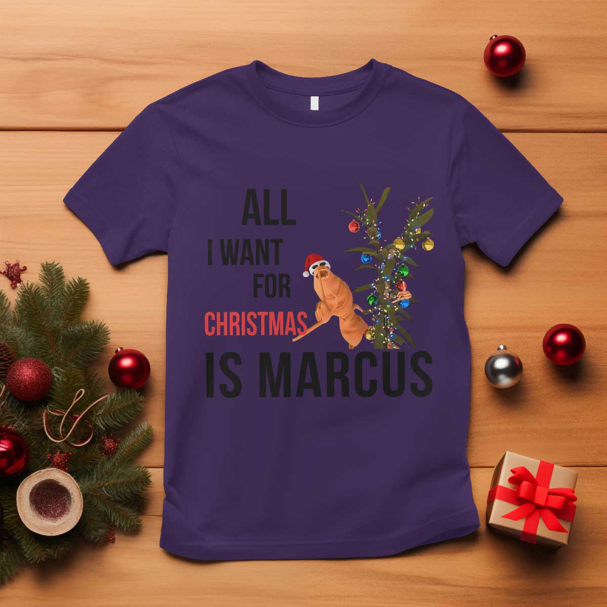 Marcus The Worm Robert Meme T Shirt All I Want For Christmas Is Marcus - Wonder Print Shop