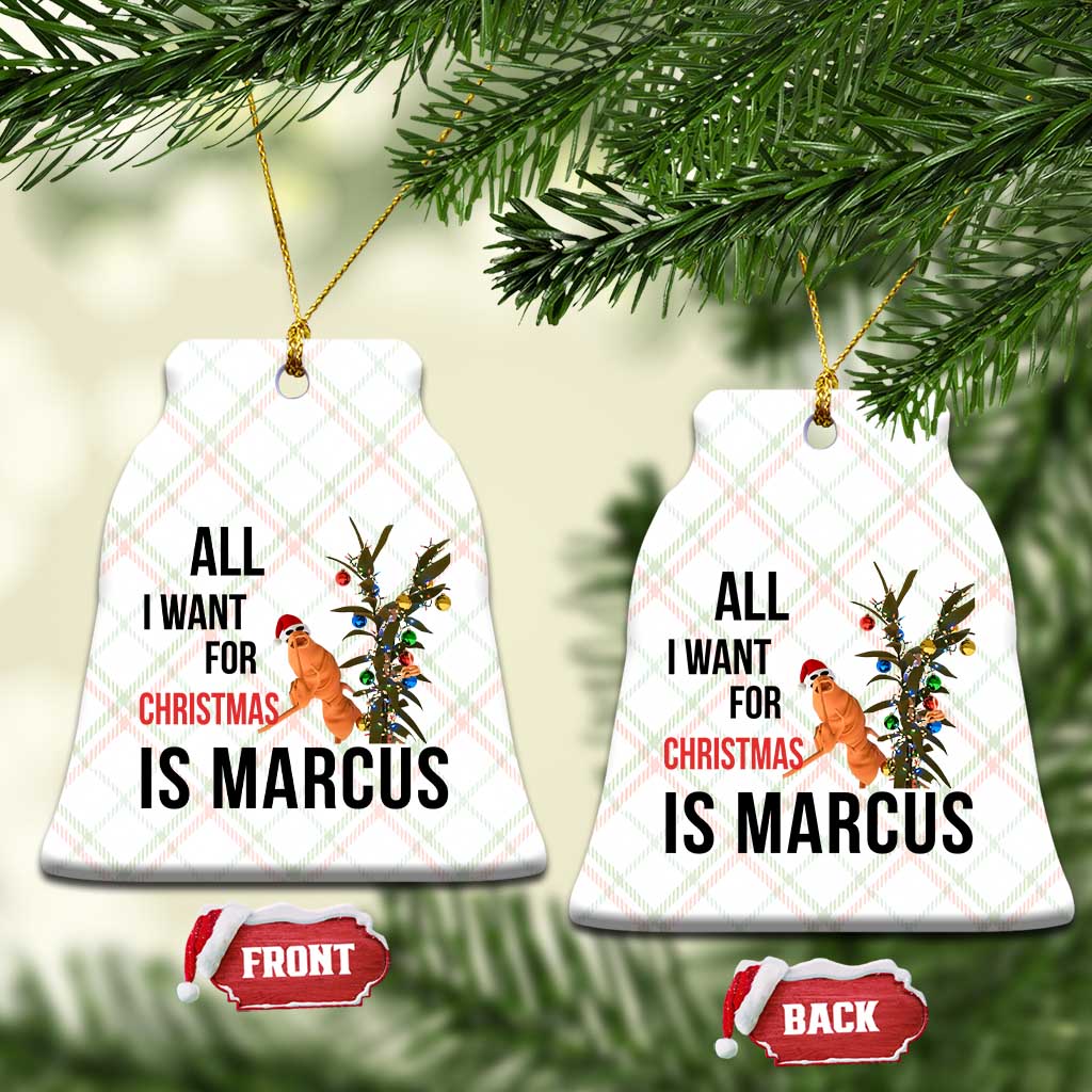 Marcus The Worm Robert Meme Ceramic Ornament All I Want For Christmas Is Marcus - Wonder Print Shop