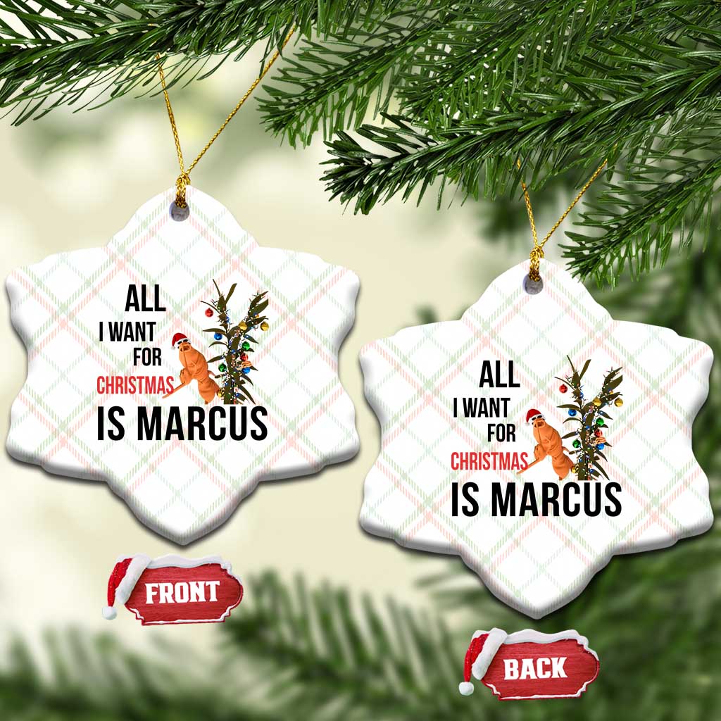 Marcus The Worm Robert Meme Ceramic Ornament All I Want For Christmas Is Marcus - Wonder Print Shop