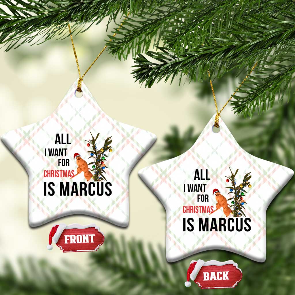 Marcus The Worm Robert Meme Ceramic Ornament All I Want For Christmas Is Marcus - Wonder Print Shop