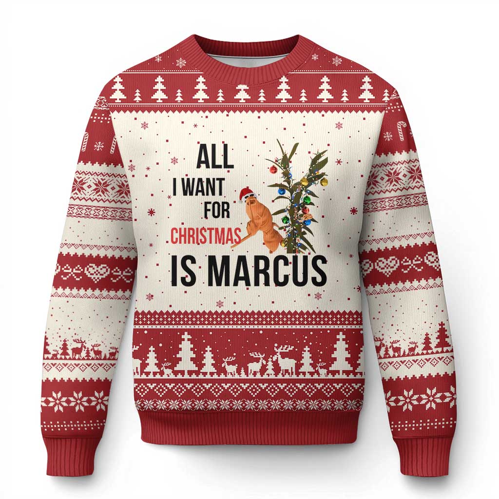 Marcus The Worm Robert Meme Ugly Christmas Sweater All I Want For Xmas Is Marcus - Wonder Print Shop