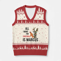 Marcus The Worm Robert Meme V-Neck Knit Sweater Vest All I Want For Xmas Is Marcus - Wonder Print Shop