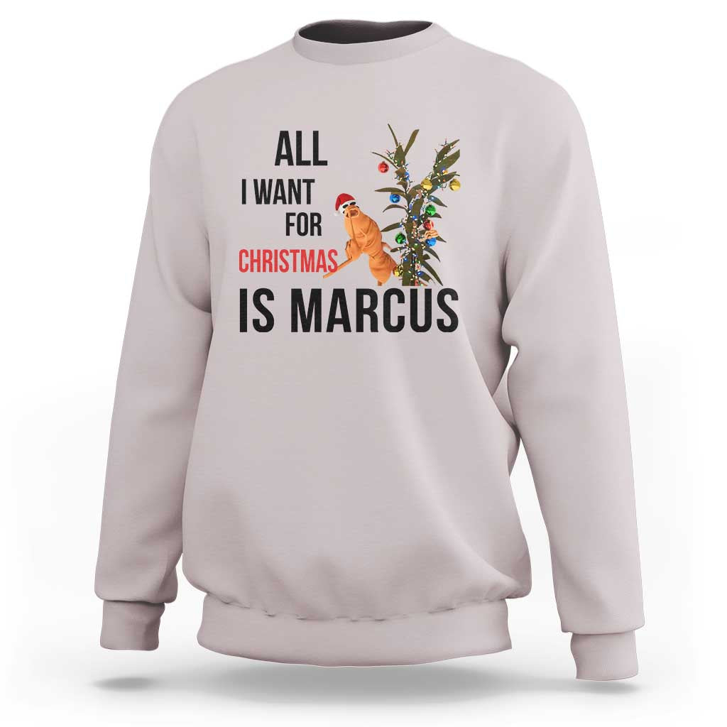 Marcus The Worm Robert Meme Sweatshirt All I Want For Christmas Is Marcus - Wonder Print Shop