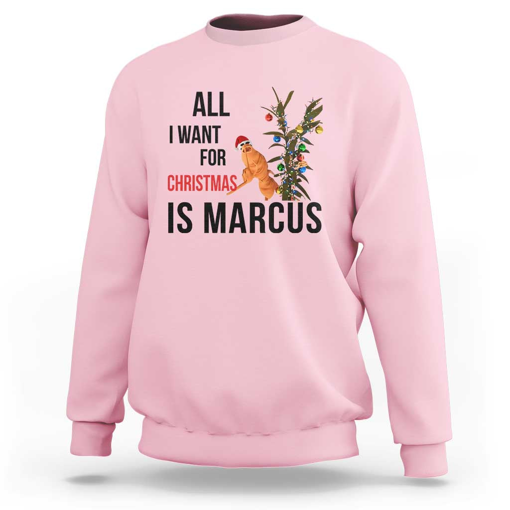 Marcus The Worm Robert Meme Sweatshirt All I Want For Christmas Is Marcus - Wonder Print Shop