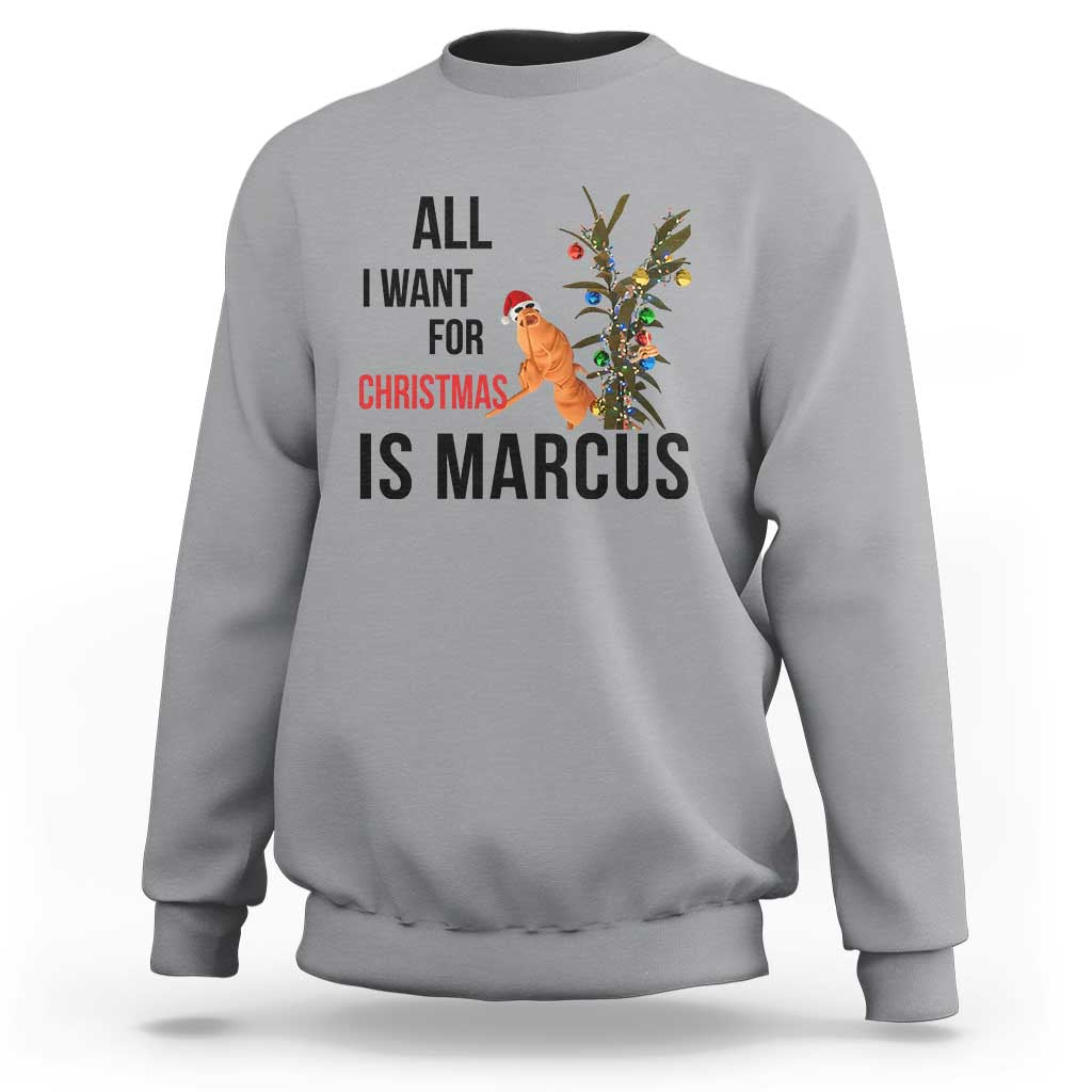 Marcus The Worm Robert Meme Sweatshirt All I Want For Christmas Is Marcus - Wonder Print Shop