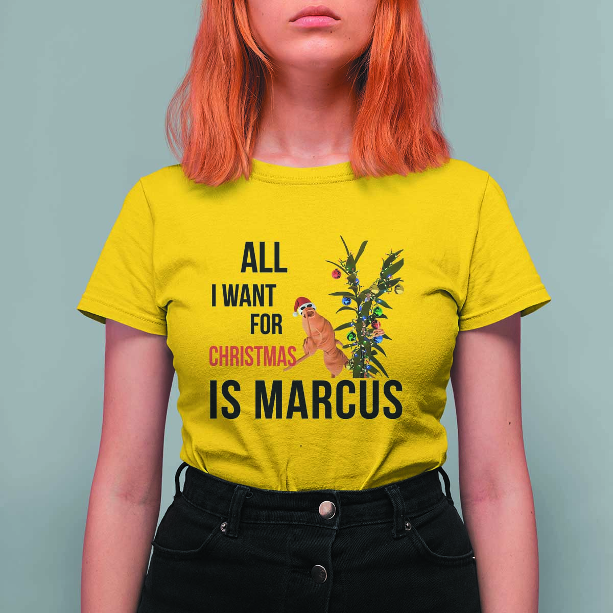 Marcus The Worm Robert Meme T Shirt For Women All I Want For Christmas Is Marcus - Wonder Print Shop