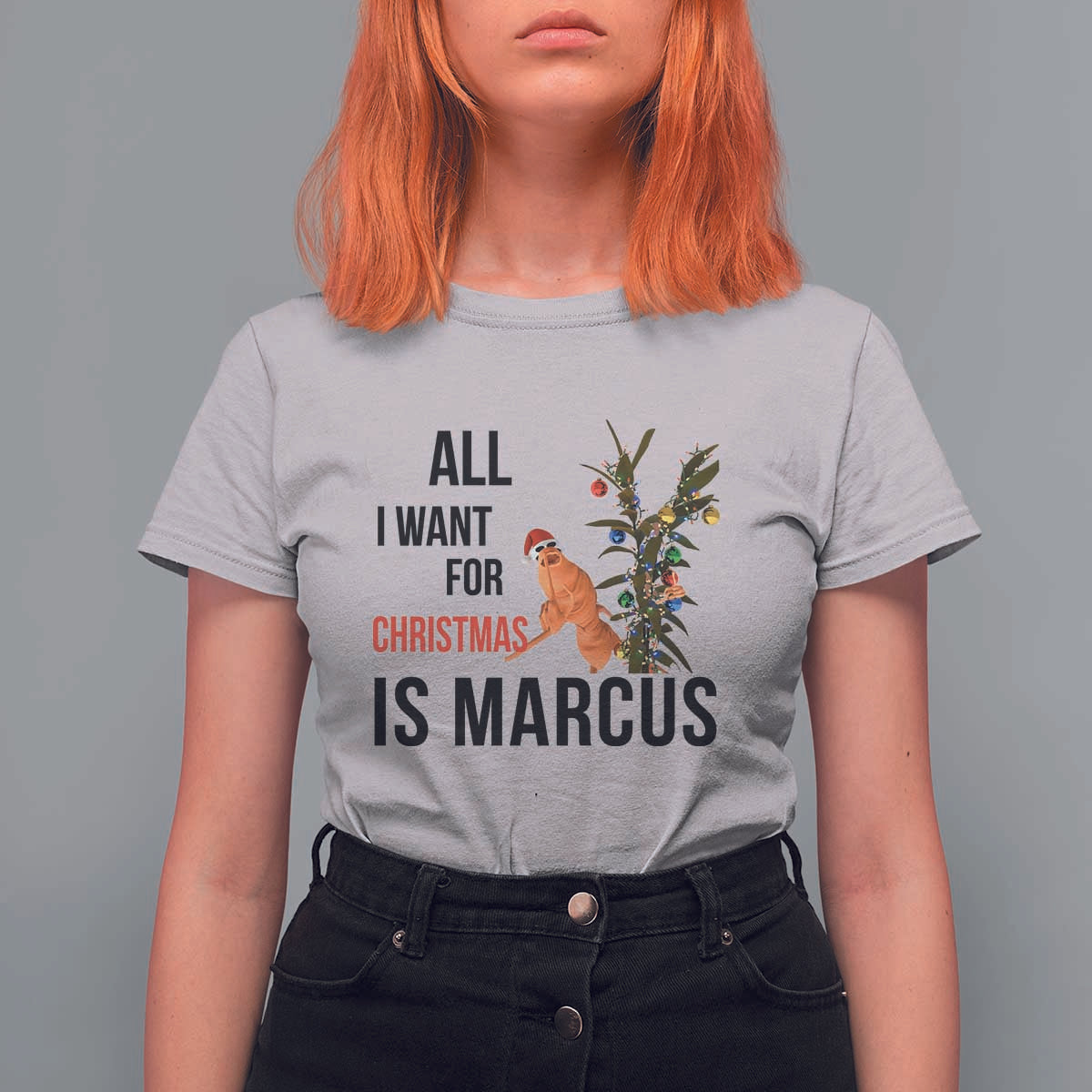 Marcus The Worm Robert Meme T Shirt For Women All I Want For Christmas Is Marcus - Wonder Print Shop
