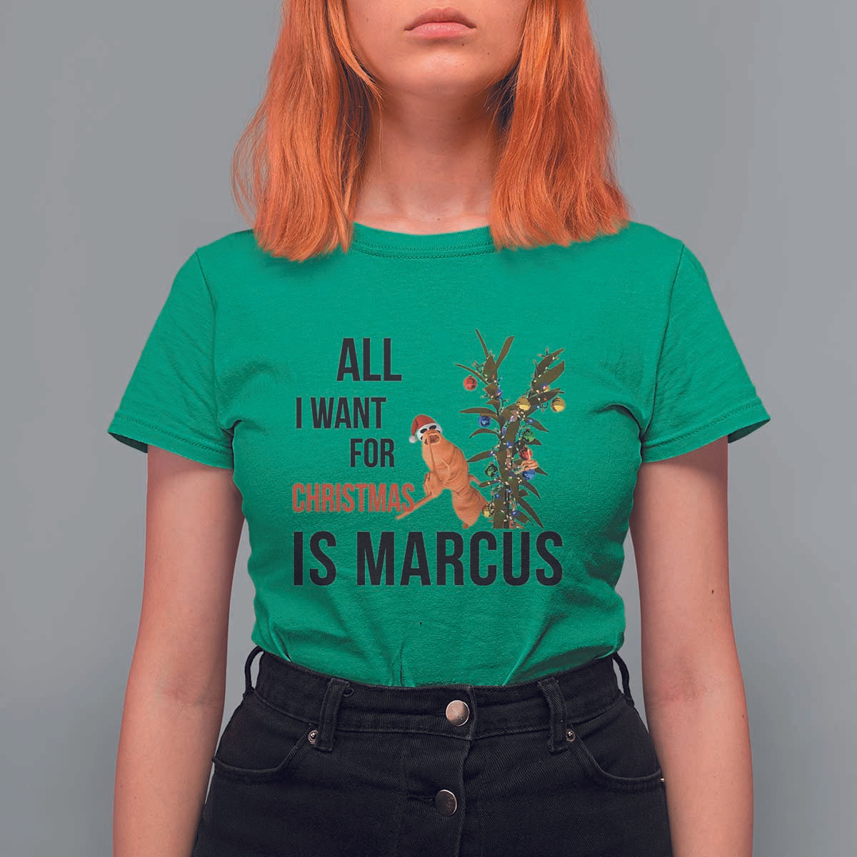 Marcus The Worm Robert Meme T Shirt For Women All I Want For Christmas Is Marcus - Wonder Print Shop
