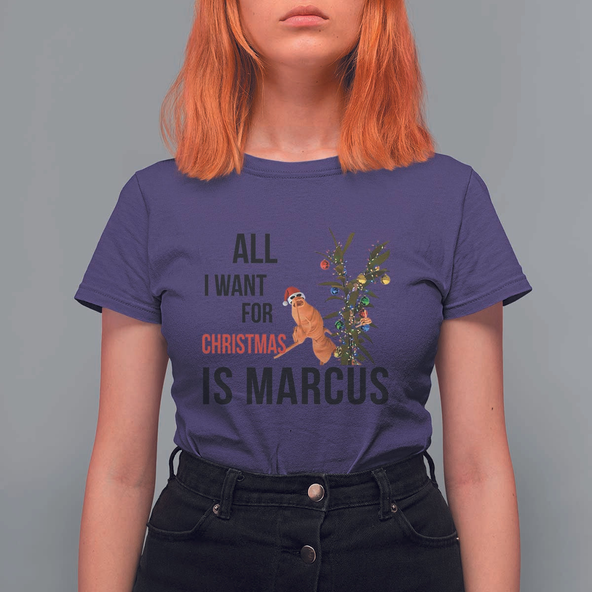 Marcus The Worm Robert Meme T Shirt For Women All I Want For Christmas Is Marcus - Wonder Print Shop