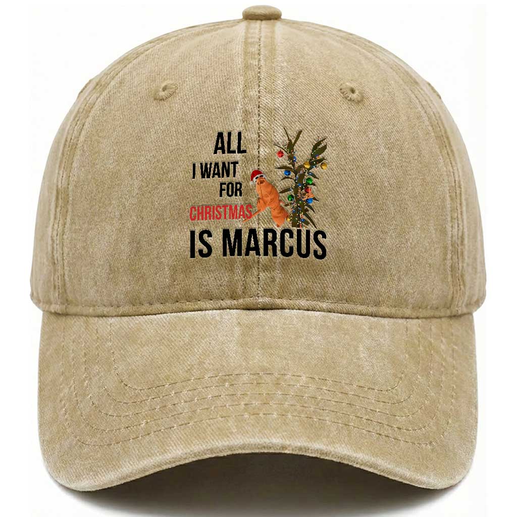 Marcus The Worm Robert Meme Washed Cotton Baseball Cap All I Want For Christmas Is Marcus