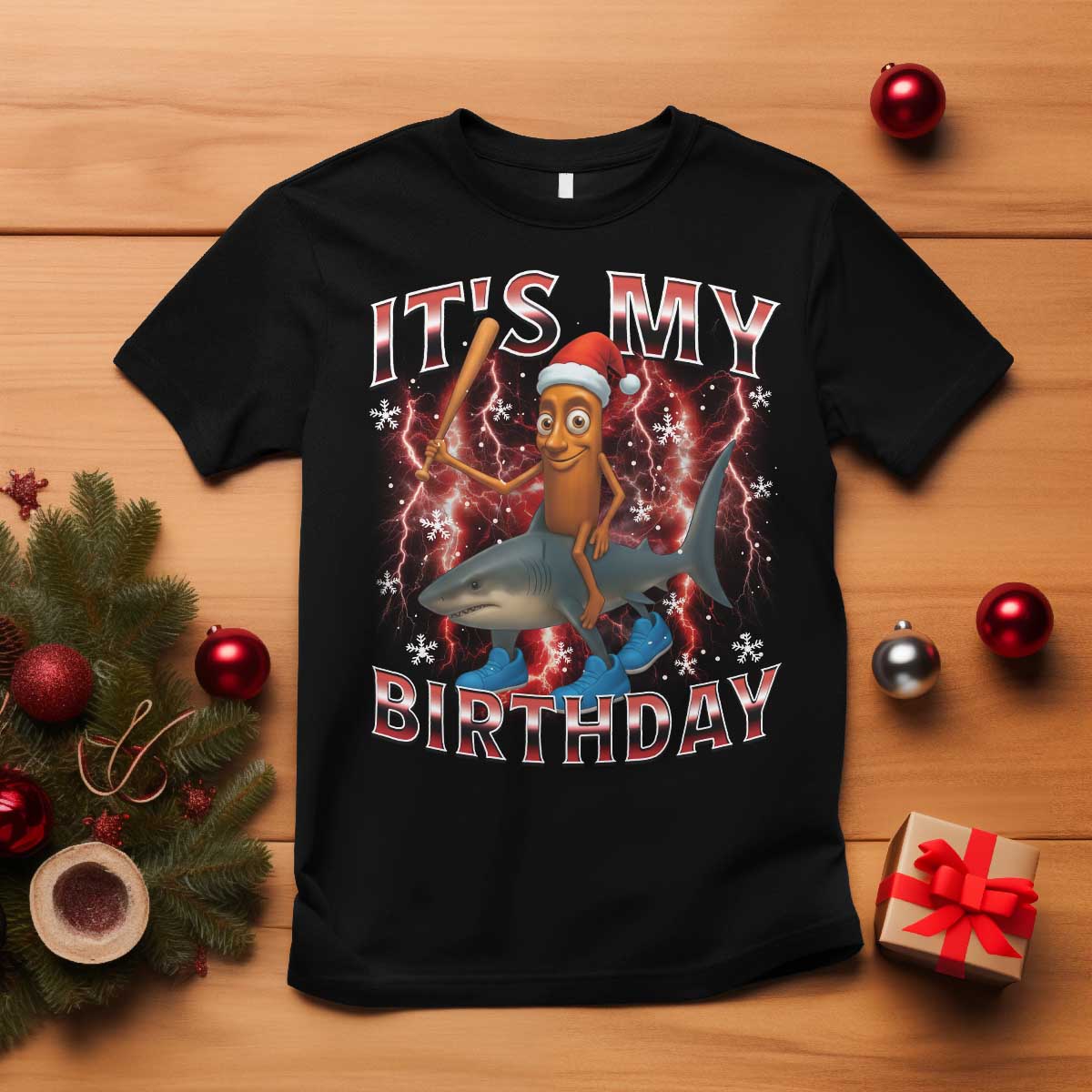 Italian Brainrot Christmas Meme T Shirt It Is My Birthday - Wonder Print Shop