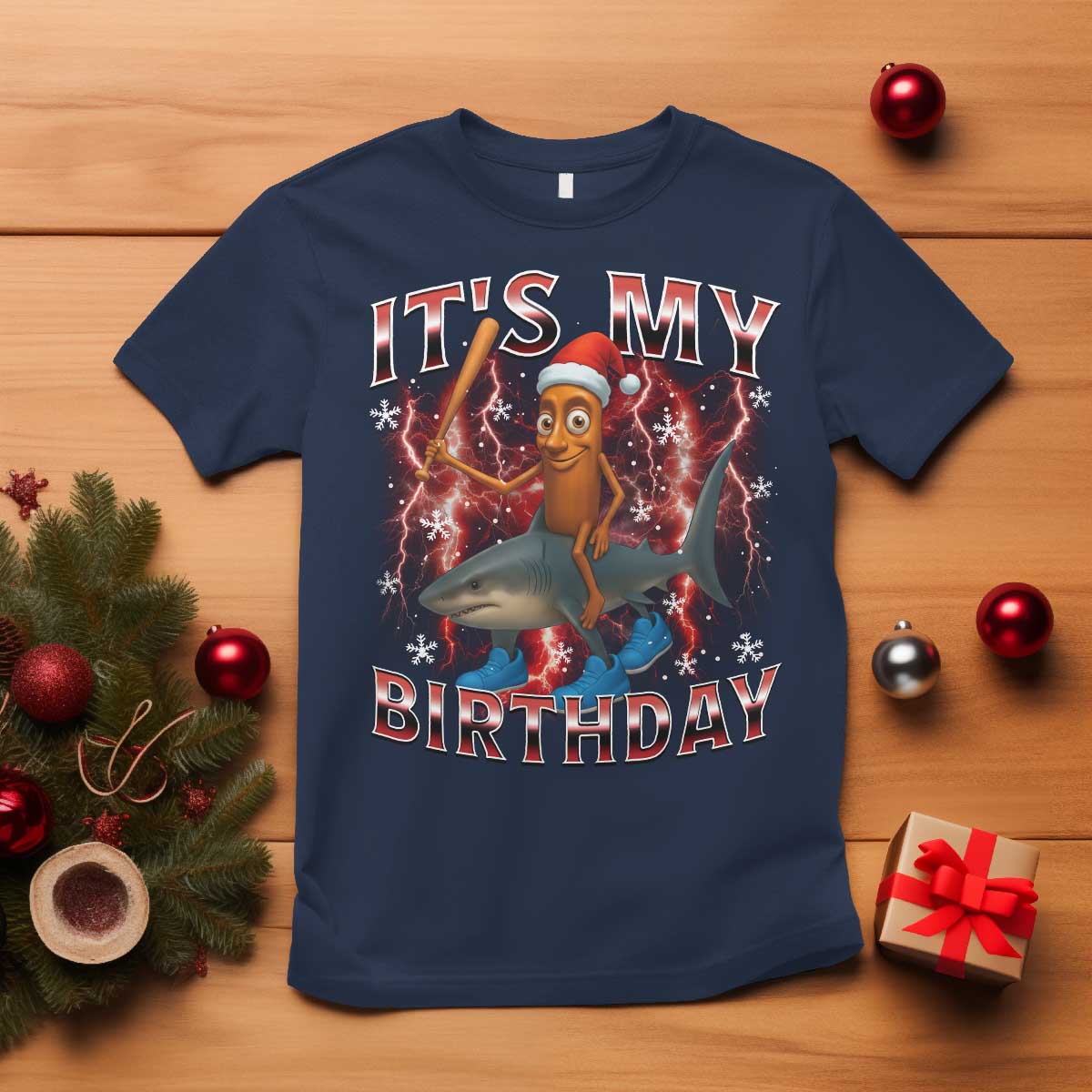 Italian Brainrot Christmas Meme T Shirt It Is My Birthday - Wonder Print Shop