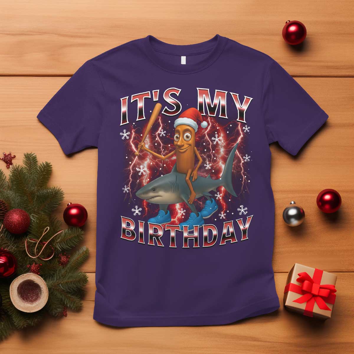 Italian Brainrot Christmas Meme T Shirt It Is My Birthday - Wonder Print Shop