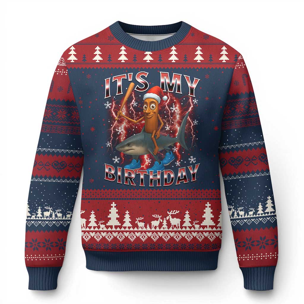 Italian Brainrot Xmas Meme Ugly Christmas Sweater It Is My Birthday - Wonder Print Shop