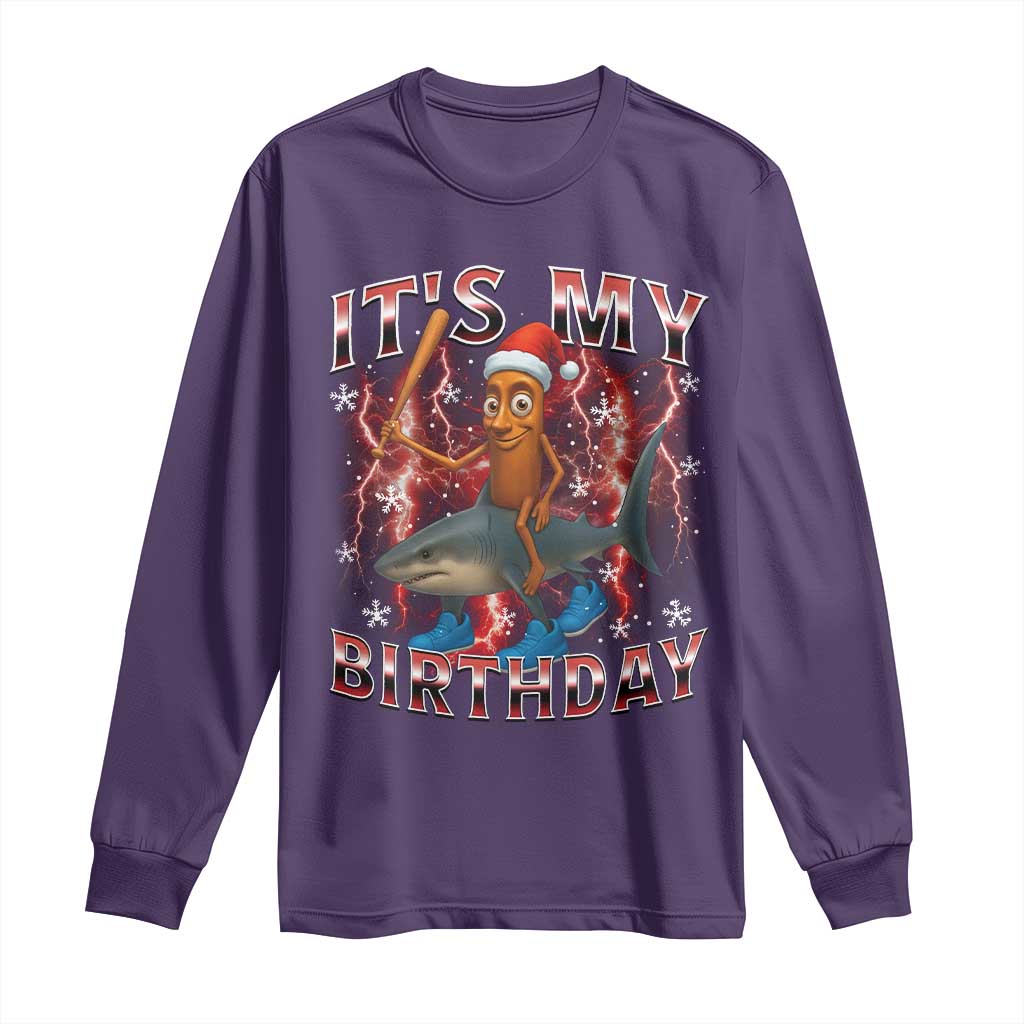 Italian Brainrot Christmas Meme Long Sleeve Shirt It Is My Birthday - Wonder Print Shop