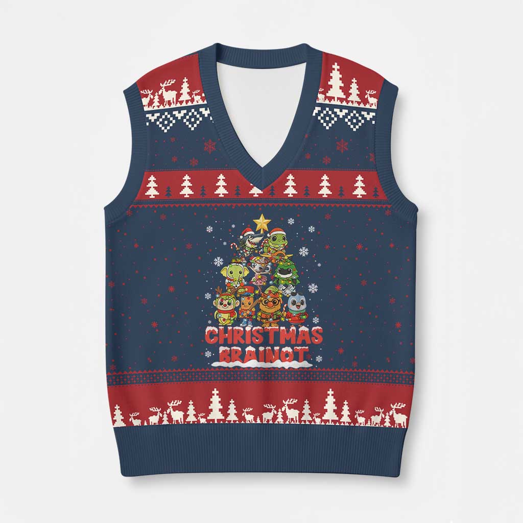 Italian Brainrot Xmas Tree Meme V-Neck Knit Sweater Vest - Wonder Print Shop