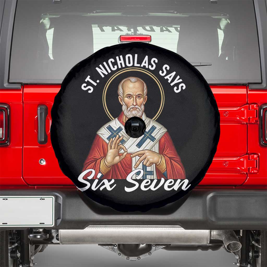 Funny Six Seven Meme Spare Tire Cover Saint Nicholas Says 67 Gen Alpha Slang - Wonder Print Shop