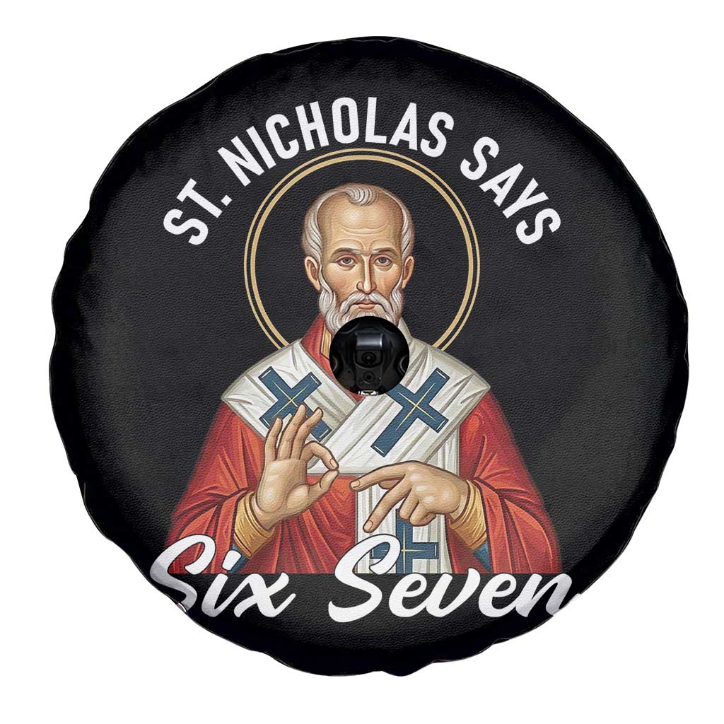 Funny Six Seven Meme Spare Tire Cover Saint Nicholas Says 67 Gen Alpha Slang - Wonder Print Shop