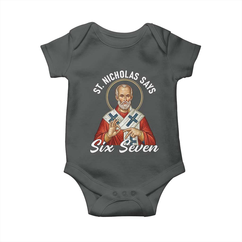 Funny Six Seven Meme Baby Onesie Saint Nicholas Says 67 Gen Alpha Slang - Wonder Print Shop