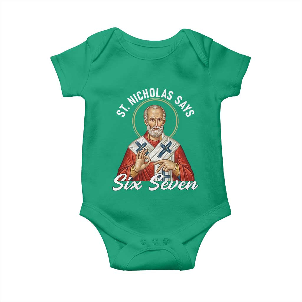 Funny Six Seven Meme Baby Onesie Saint Nicholas Says 67 Gen Alpha Slang - Wonder Print Shop